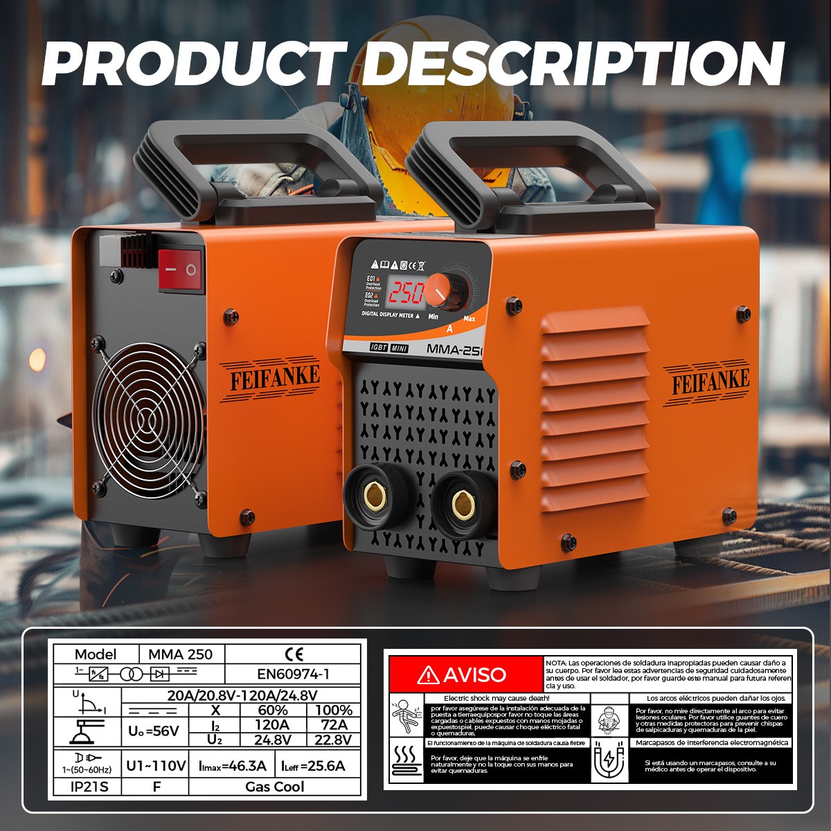 250A MINI Stick Welder 110V Lift TIG/MMA Welding Machine Hot Start for Beginner