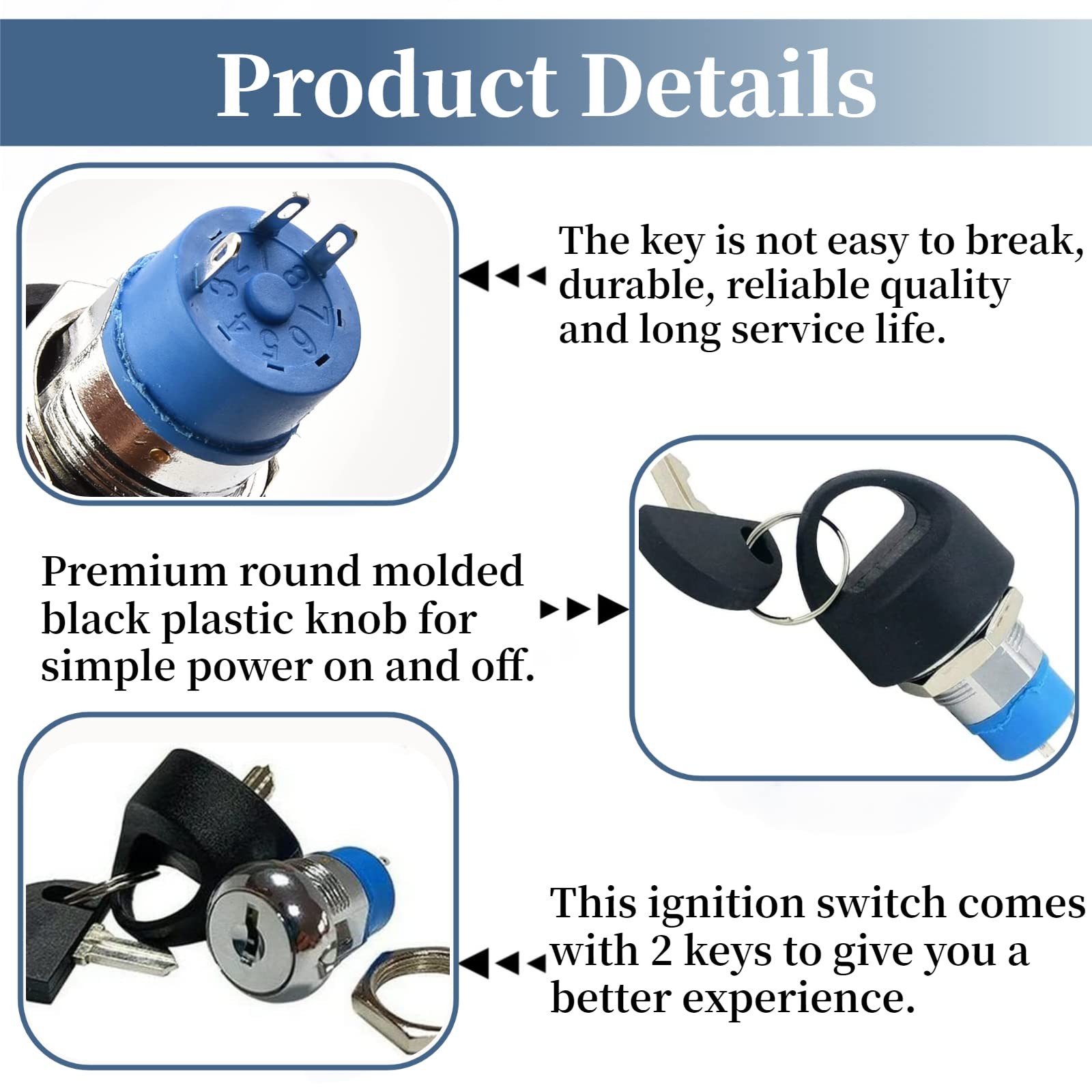 Ignition Switch with Key for Pride Victory Go Go, Revo 2.0 – Replacement