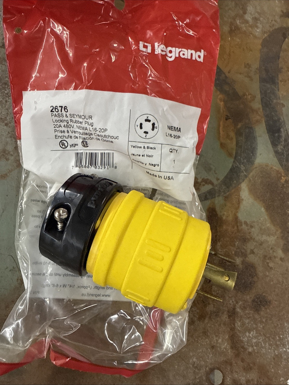 L16-20 Twist Lock Plug – NEMA L16-20P 20A, 480V [PS 2676]