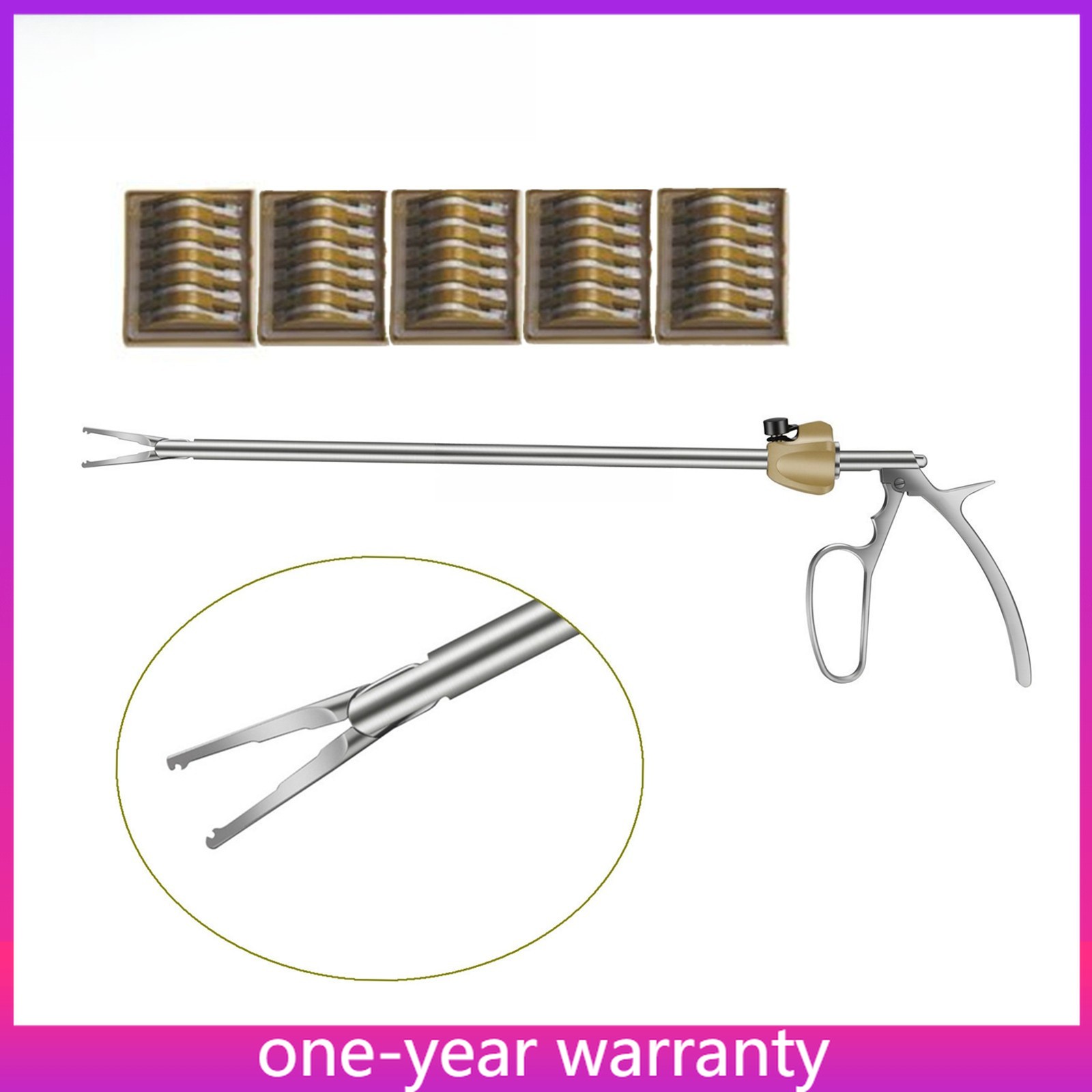 10 x 330mm Clip Applier & 5 Packs XL Size Surgical Clips