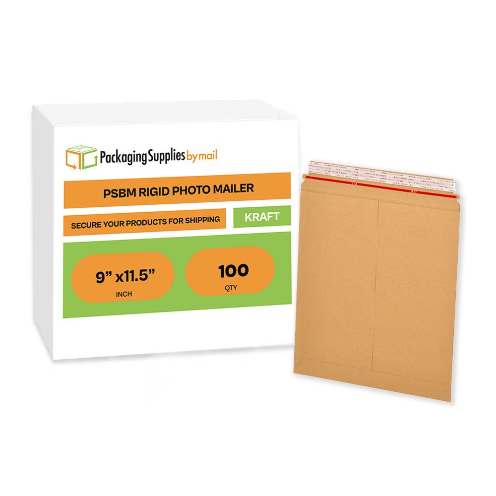 100 – 9×11.5 Kraft Rigid Photo Document Mailers Cardboard Envelopes 28 pt.