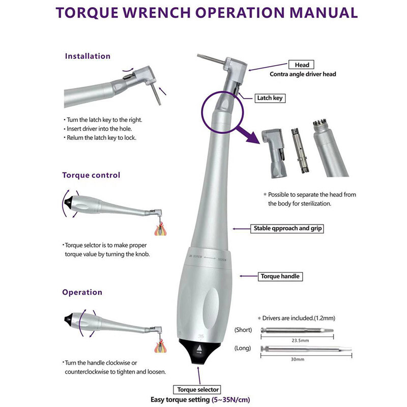Dental Universal Implant Torque Wrench +16pcs Drivers Dental Implant Instruments