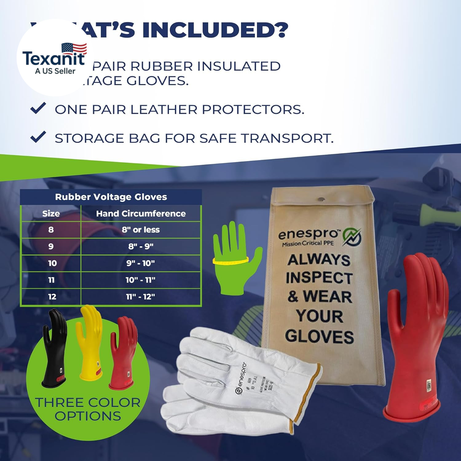 Class 0 Insulated Electrical Gloves – 1000V AC, 1500V DC Rubber Electrical Glove