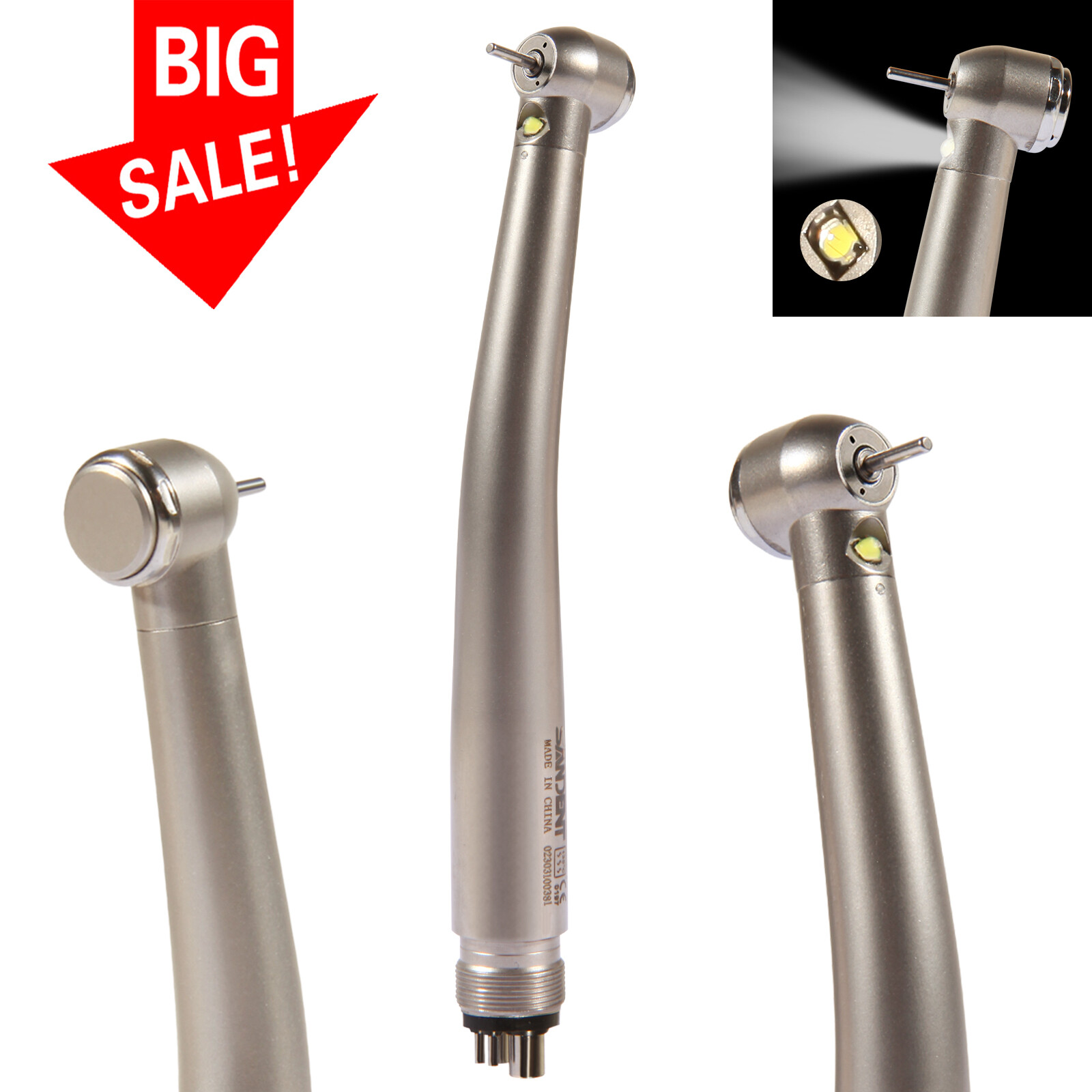Dental E-generator LED Triple spray Fiber Optic Handpiece High Speed 4 Hole