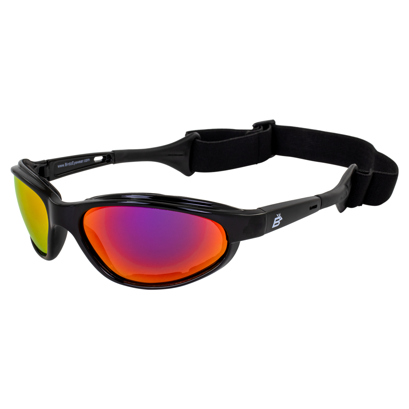 Birdz Sail Padded Goggles for Men or Women Black w/ Polarized Red Mirror Lenses