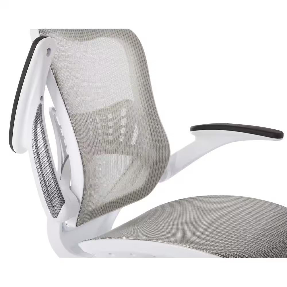 Riley 24.5 In. Wide White Upholstered Ergonomic Office Chair with Adjustable Hei