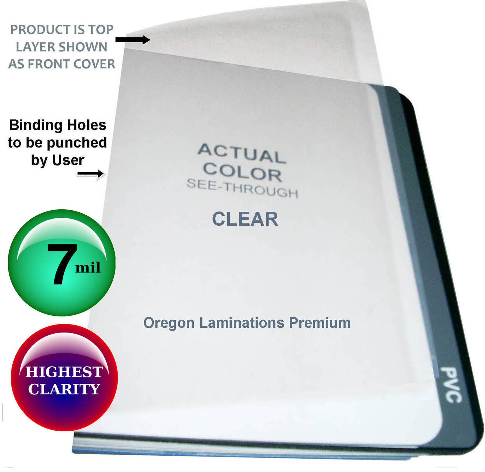 500/pack Clear 7 Mil Report Covers 8-1/2 x 11 Plastic Binding Sheets unpunched