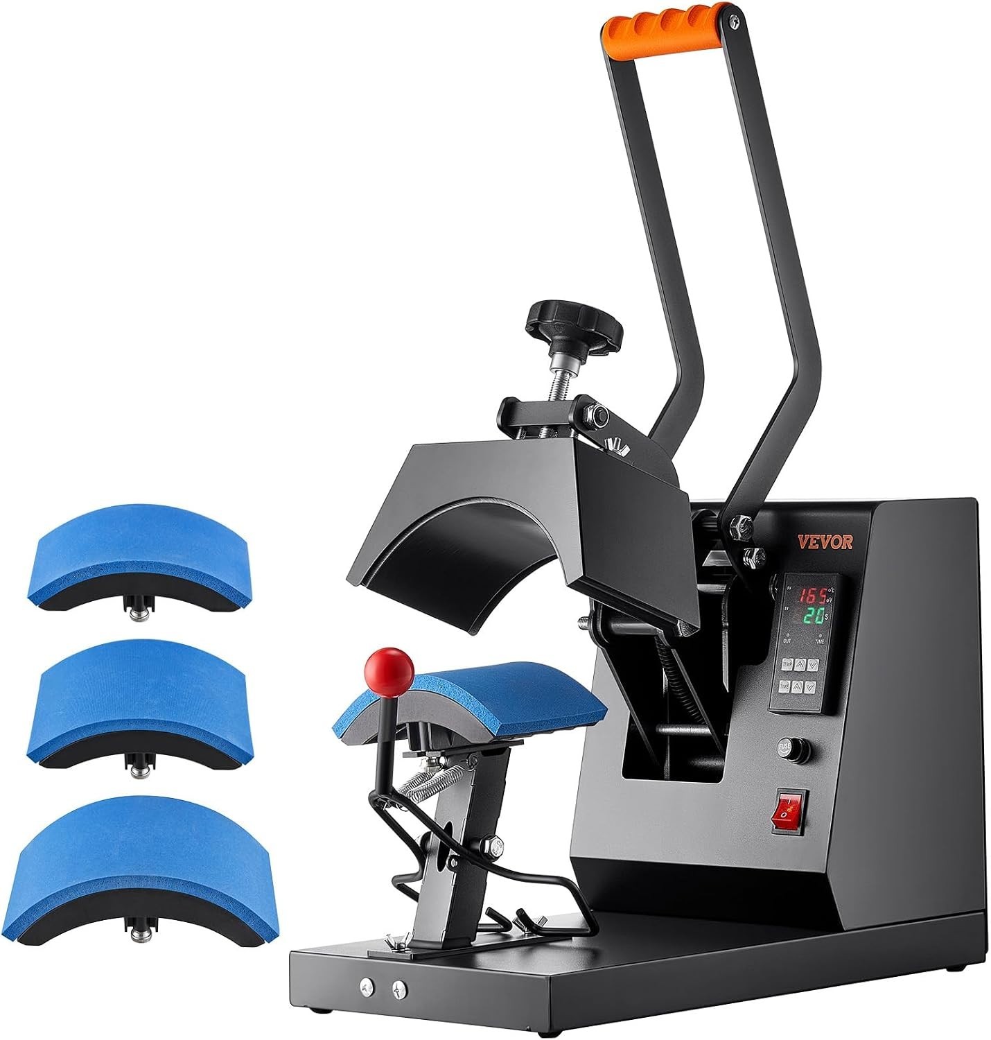 4-in-1 Heat Press Machine for Hats with 6x3inches Curved Teflon-Coated Heat P…