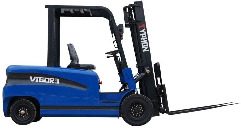 New 3 Ton Rated Capacity TYPHON Electric Forklift Lifter w Side Shift, 3 Stage