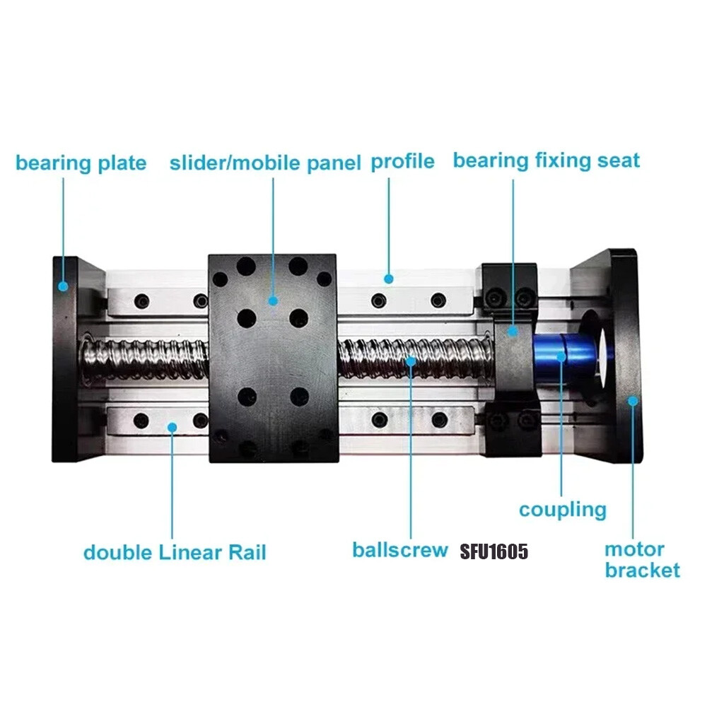 CNC XYZ Axis Double Rail Linear Slide Stage 2pcs*MGN12R sliders BallScrew Module
