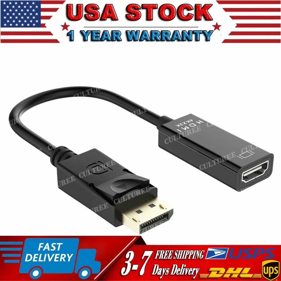 DP Displayport Male to HDMI Female Cable Converter Adapter for PC Laptop Desktop
