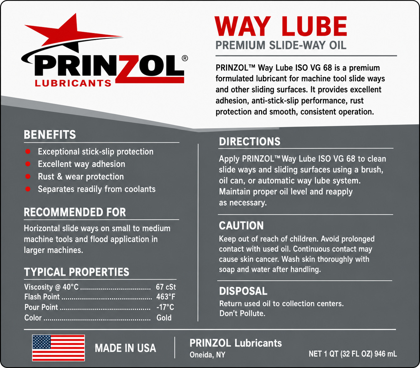 PRINZOL – WAY OIL 68 (1 Qt) (Bridgeport, HAAS, Hardinge & Others) #2 Equivalent