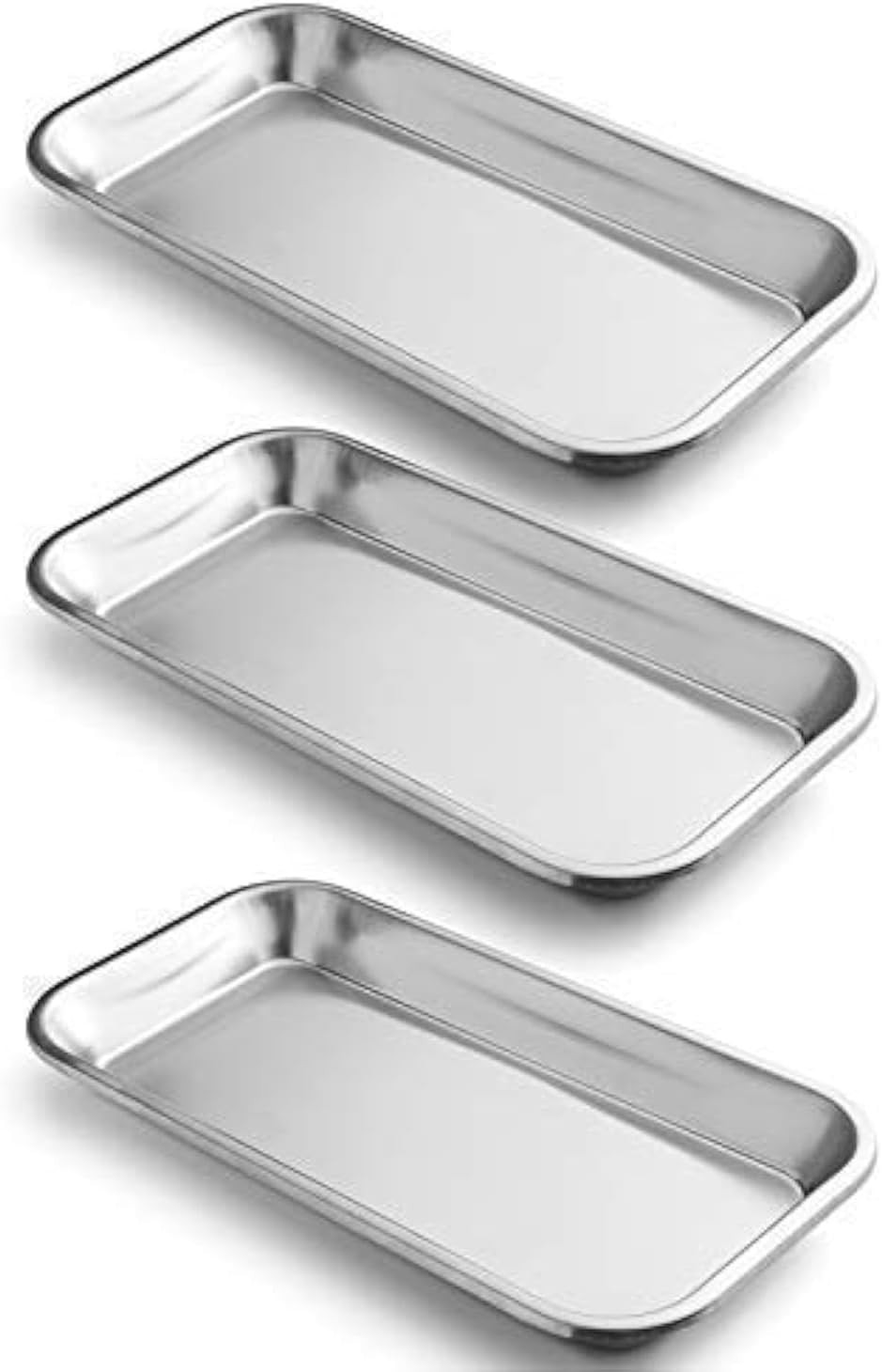 Elegant 3 Pack Surgical Trays in Stainless Steel for Instruments & Daily Use
