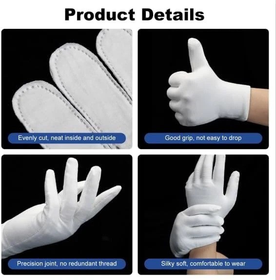 3 Pairs White Cotton Moisturizing Gloves Dry Hands Spa Sleeping Lotion Gloves