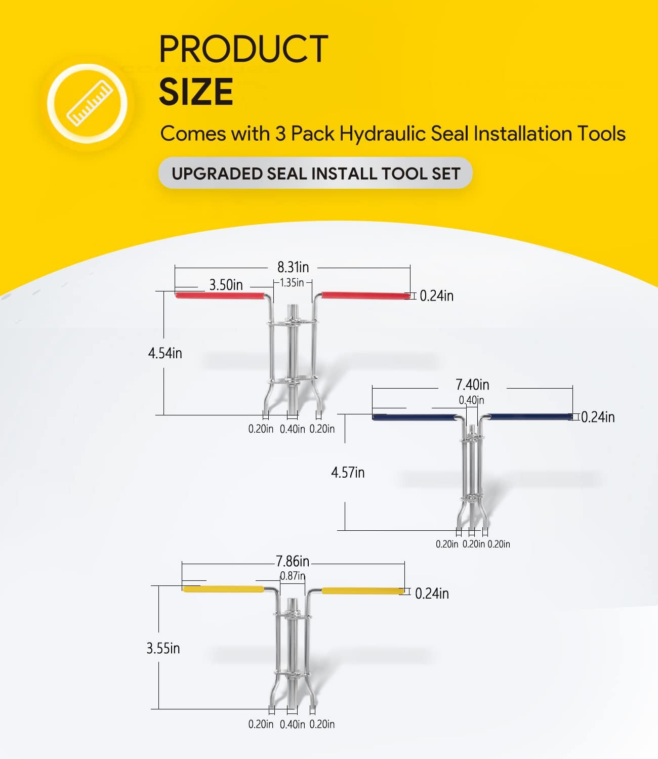 3 Pack Hydraulic Seal Installation Tools, Hydraulic Cylinder Piston Repair Se…
