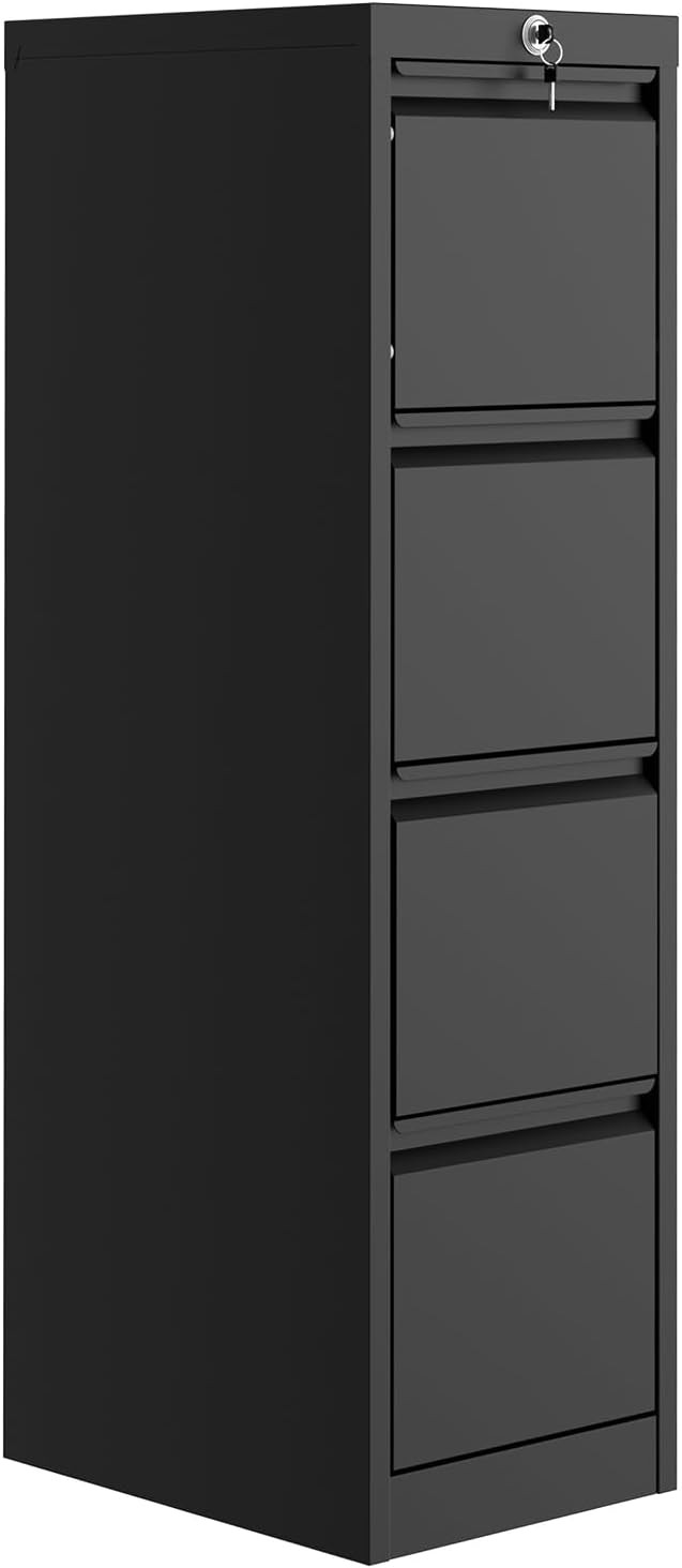 GARVEE Heavy Duty 4-Drawer File Cabinet, Cold-Rolled Steel, Lock & Keys Included