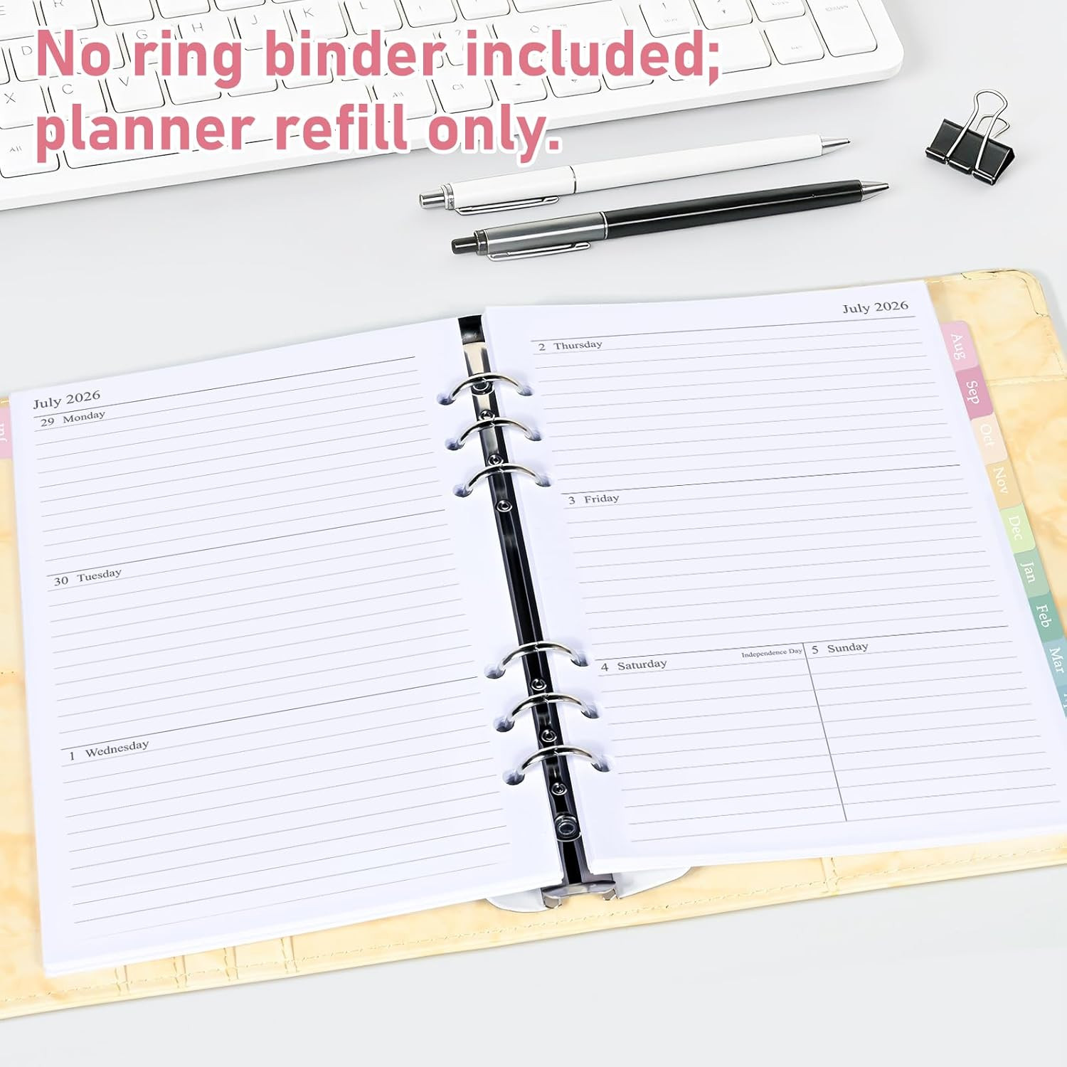 2026-2027 Weekly & Monthly Planner Refill for 6 Holes, A5 Medium Planner Inserts