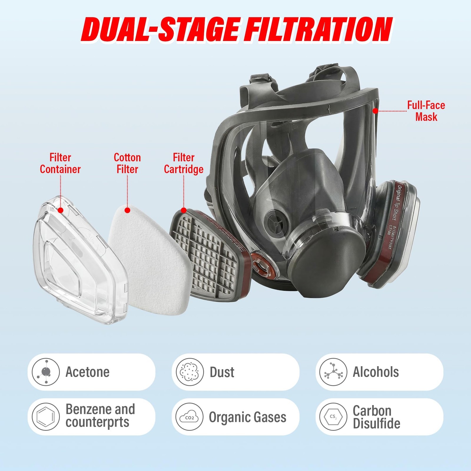 LAUCO Full Face Respirаtor Reusable, Organic Vapor Respirаtor Compatible with