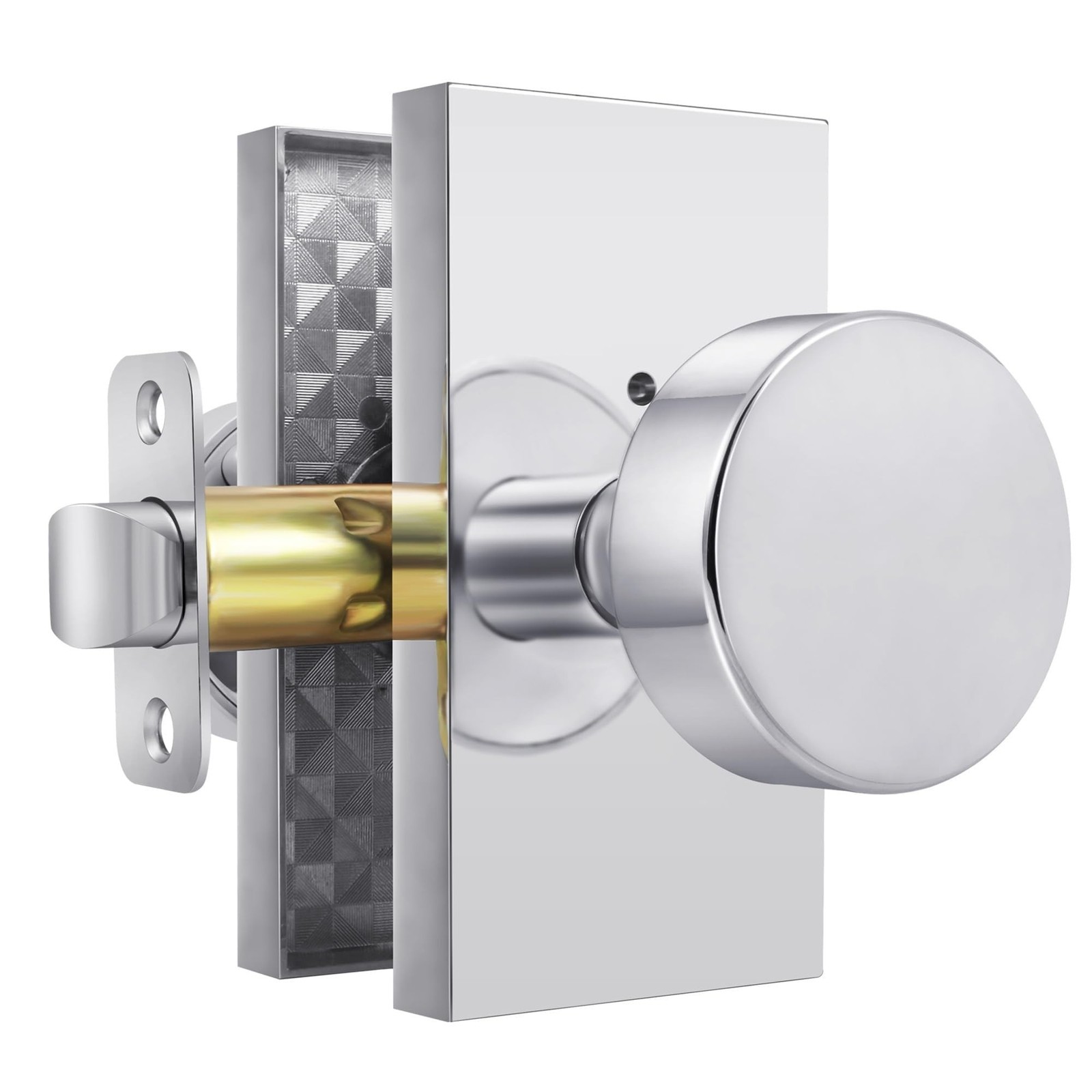 Polished Chrome Zinc Alloy Privacy Door Knob with Lock, Heavy-Duty Round Hand…