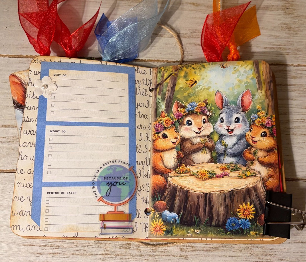 Junk Journal Handmade Booklet Book Vintage «School Days» Pockets, Ephemera
