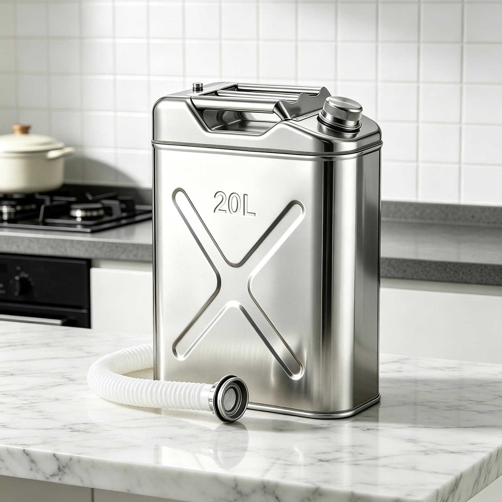 5.3 Gallon Large Capacity Oil Storage Container, 304 Stainless Steel Hot Oil …