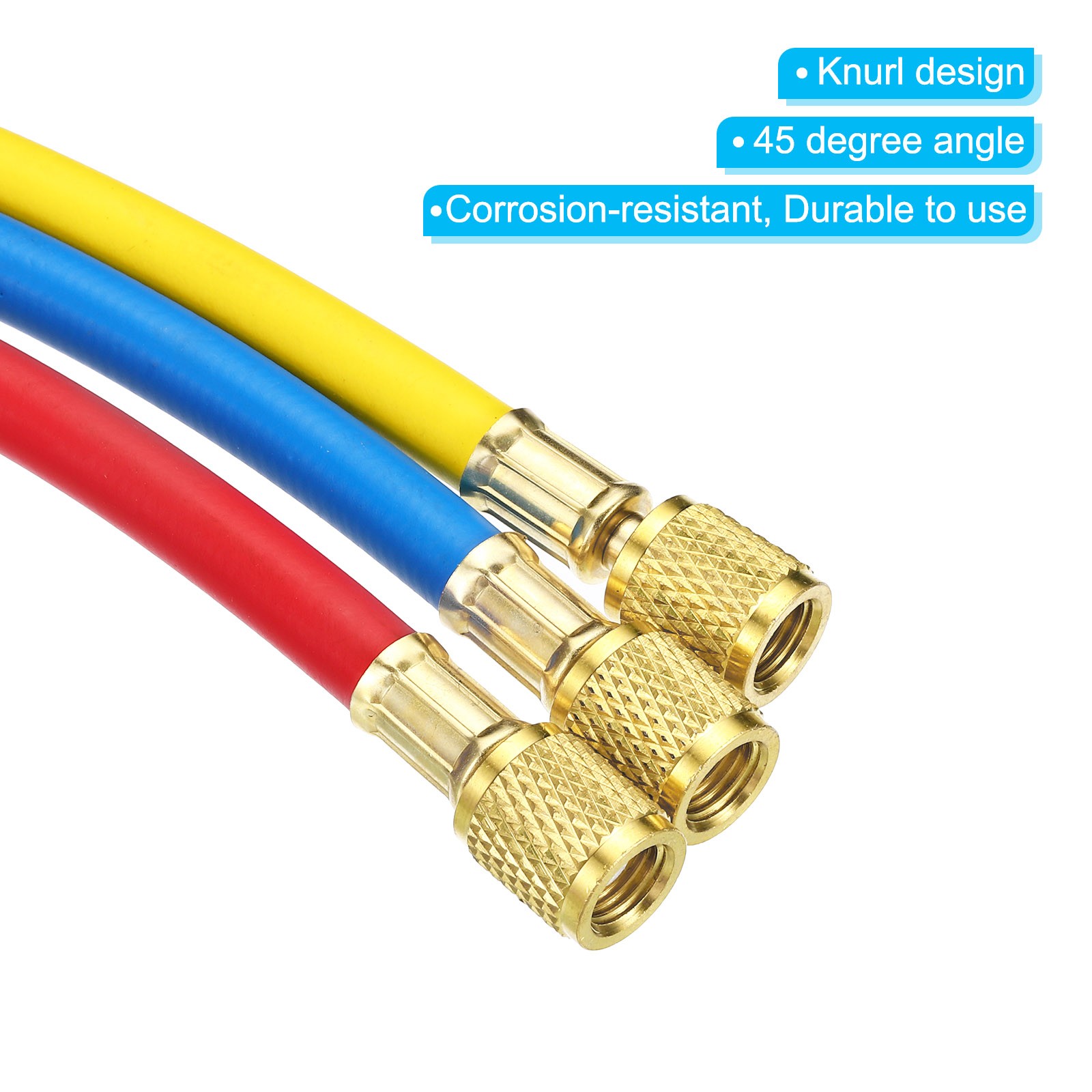 1/4 SAE Refrigerant Charging Hose 4.9ft 800 PSI 4000 PSI Manifold Gauge,3 Pack
