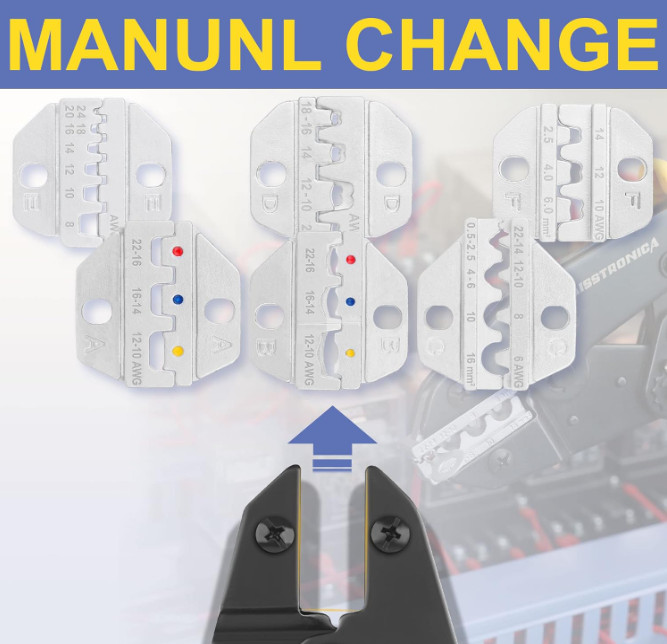 Set 8PCS Crimpadora p/ Term. Aislados, No Aislados, Barril, Solares y Más, Nouve