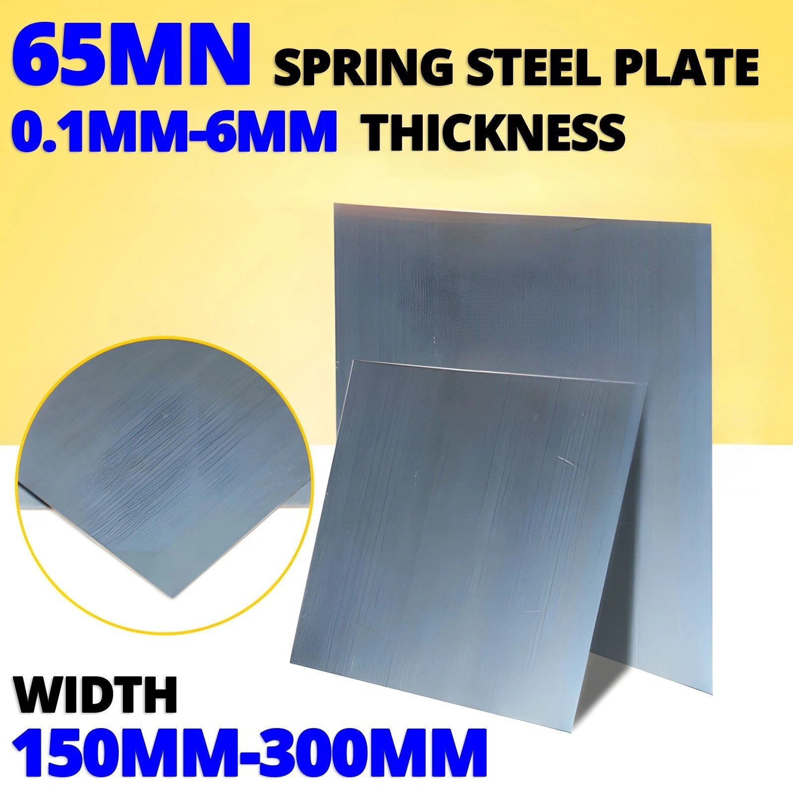 65MN Spring Steel Plate Sheet Thick 0.1mm-6mm / Width 150mm-300mm, All Sizes