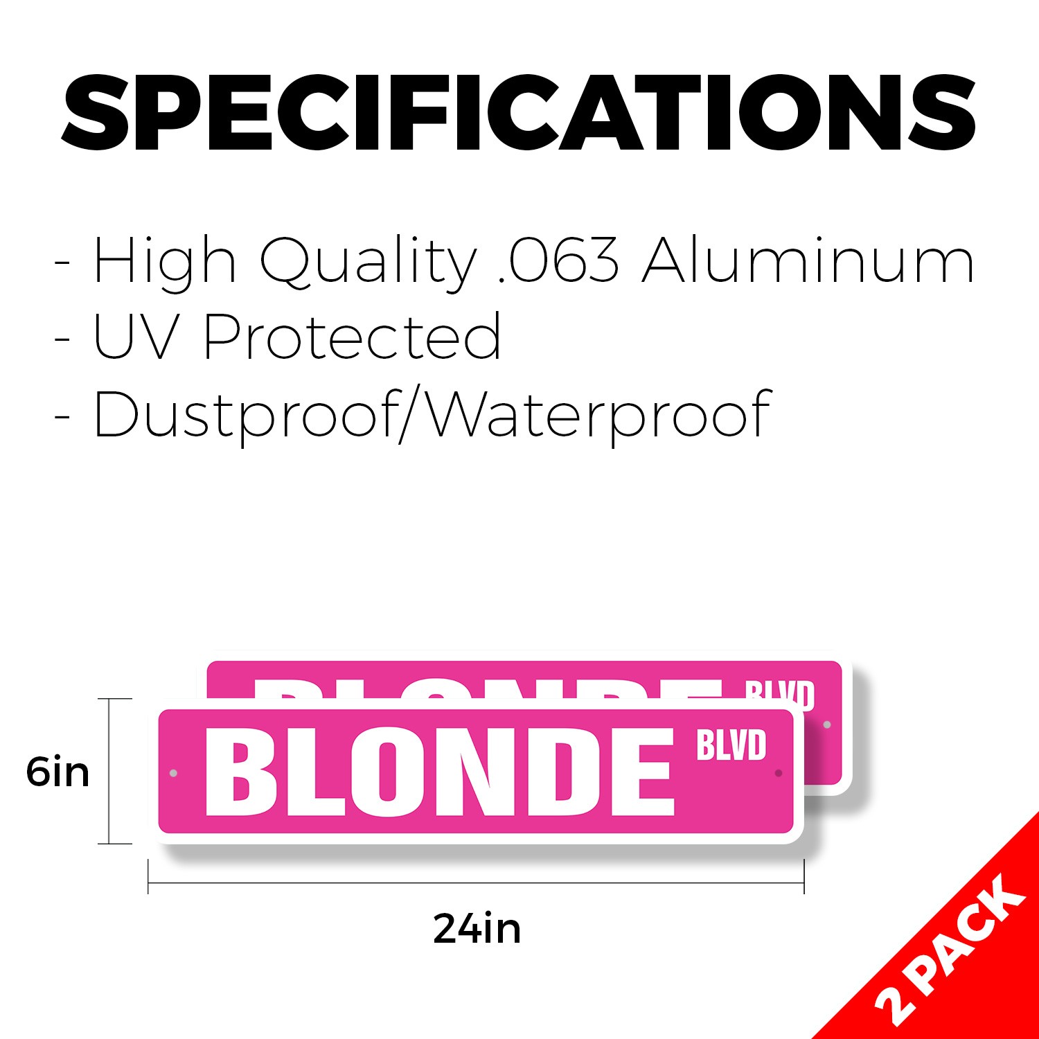 BLONDE BLVD Street Sign (2 Pack) Metal Plastic hair blondie stupid funny blondes