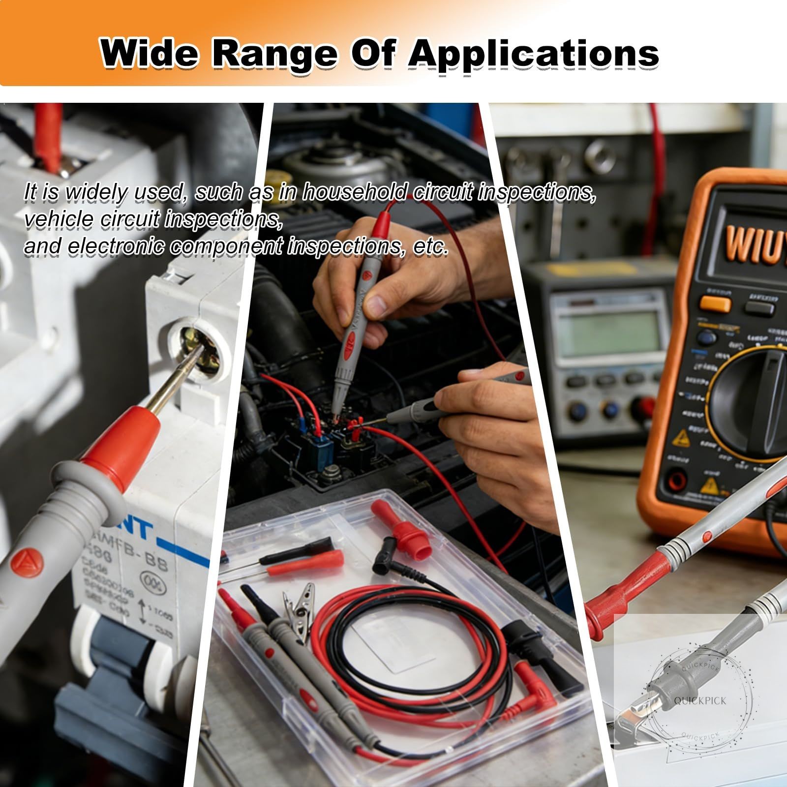 Multimeter Leads Kit 49″ Premium Silicone Multimeter Test Lead Set CAT III 1000V