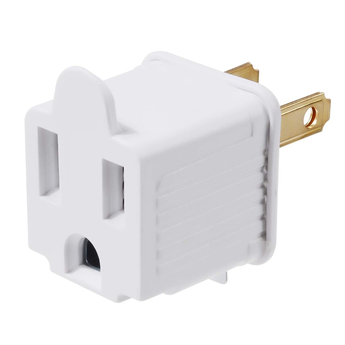 Grounded Adapter 3-Prong to 2-Prong Outlet Converter – 2 Pack, White