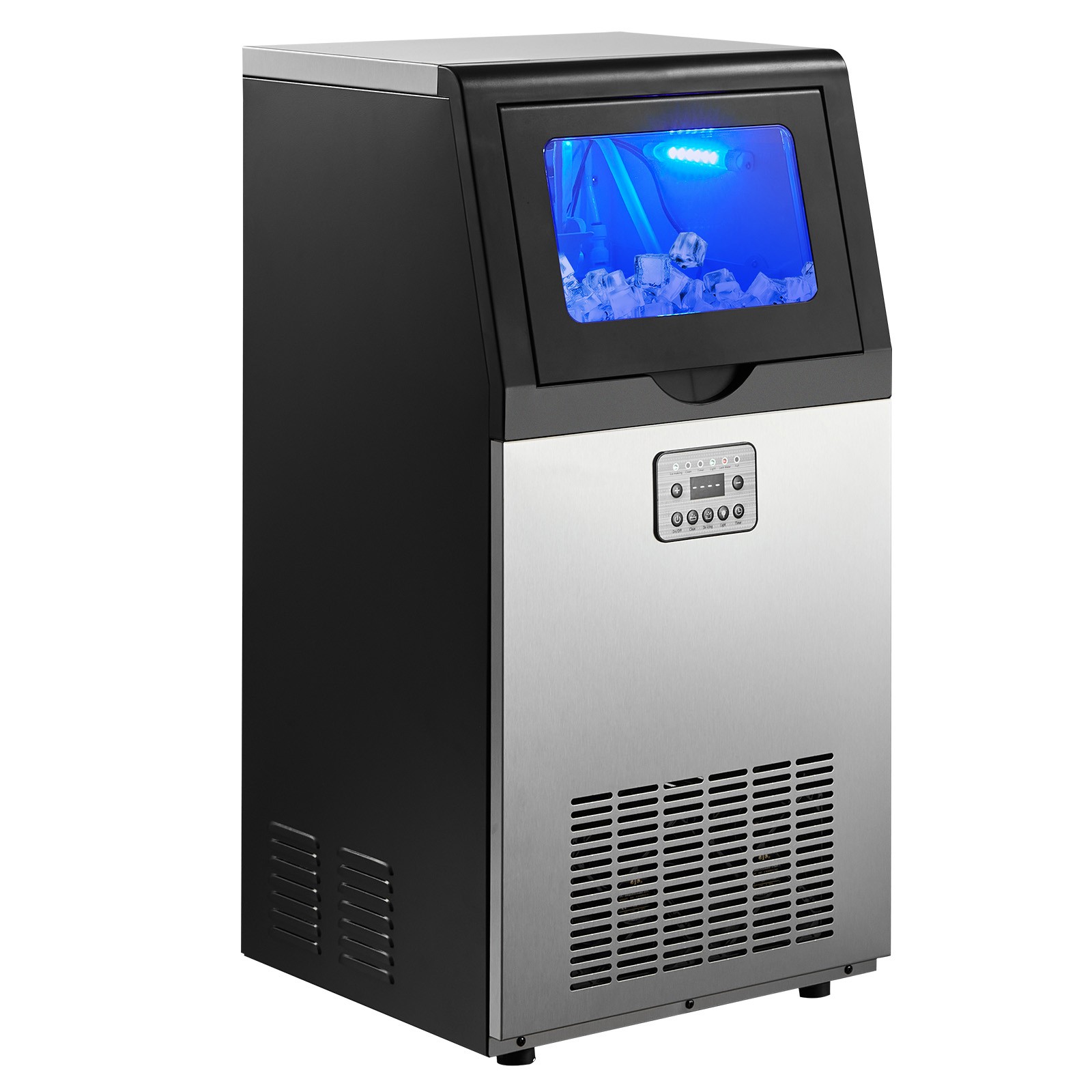 Uimoso 120lbs Commercial Ice Maker Under Counter Ice Cube Machine 30lbs Storage