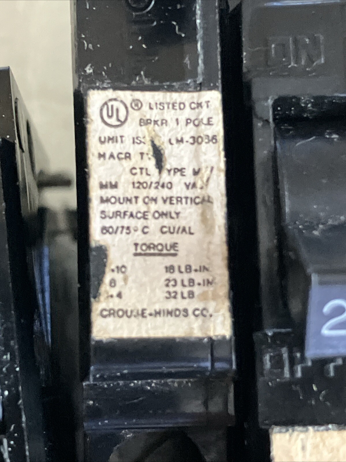 A120R Challenger Crouse-Hinds 1 Pole 20 Amp Wafer Circuit Breaker A120 CTL