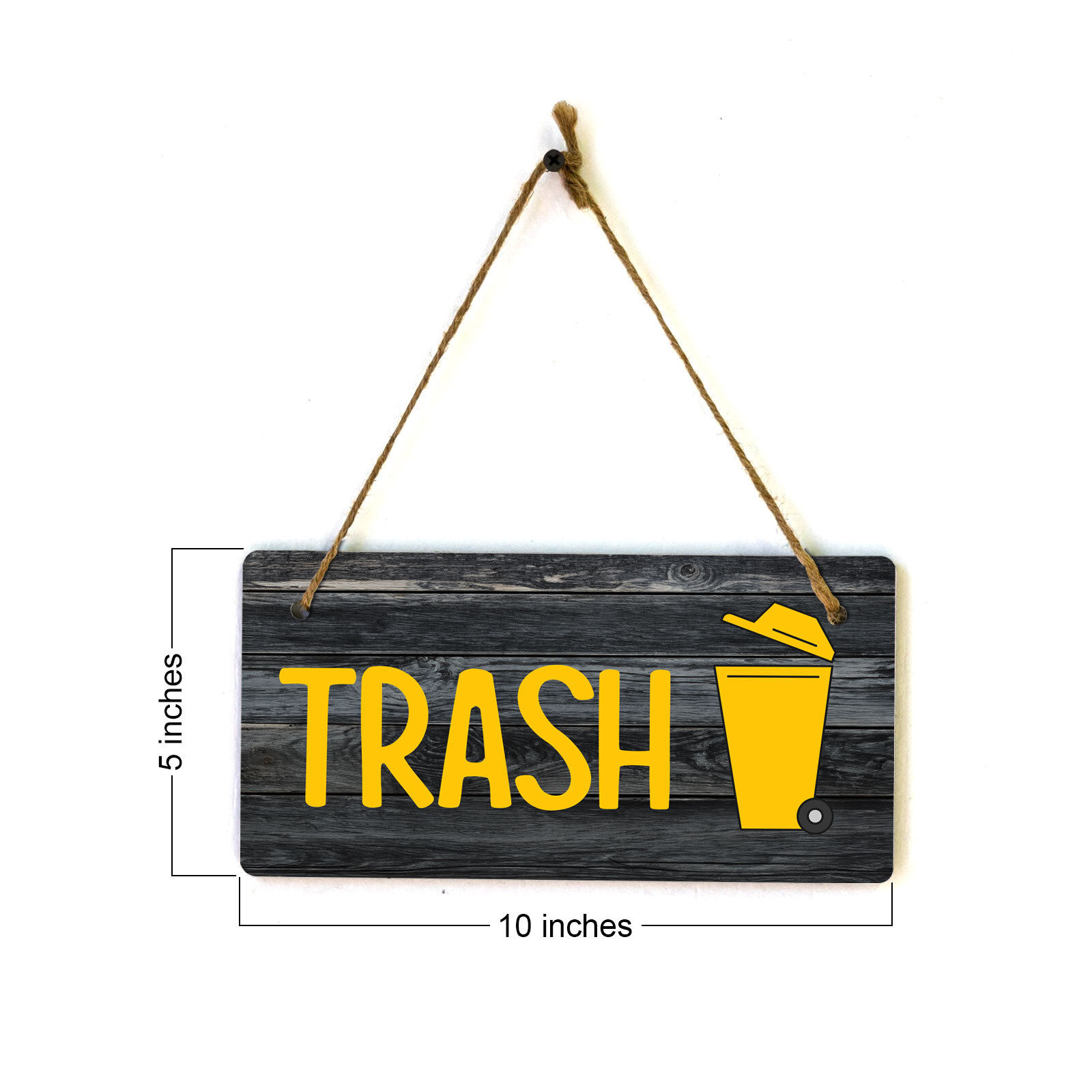Trash 5×10 Hanging Plus Wall or Door Sign | Home & Office Signage