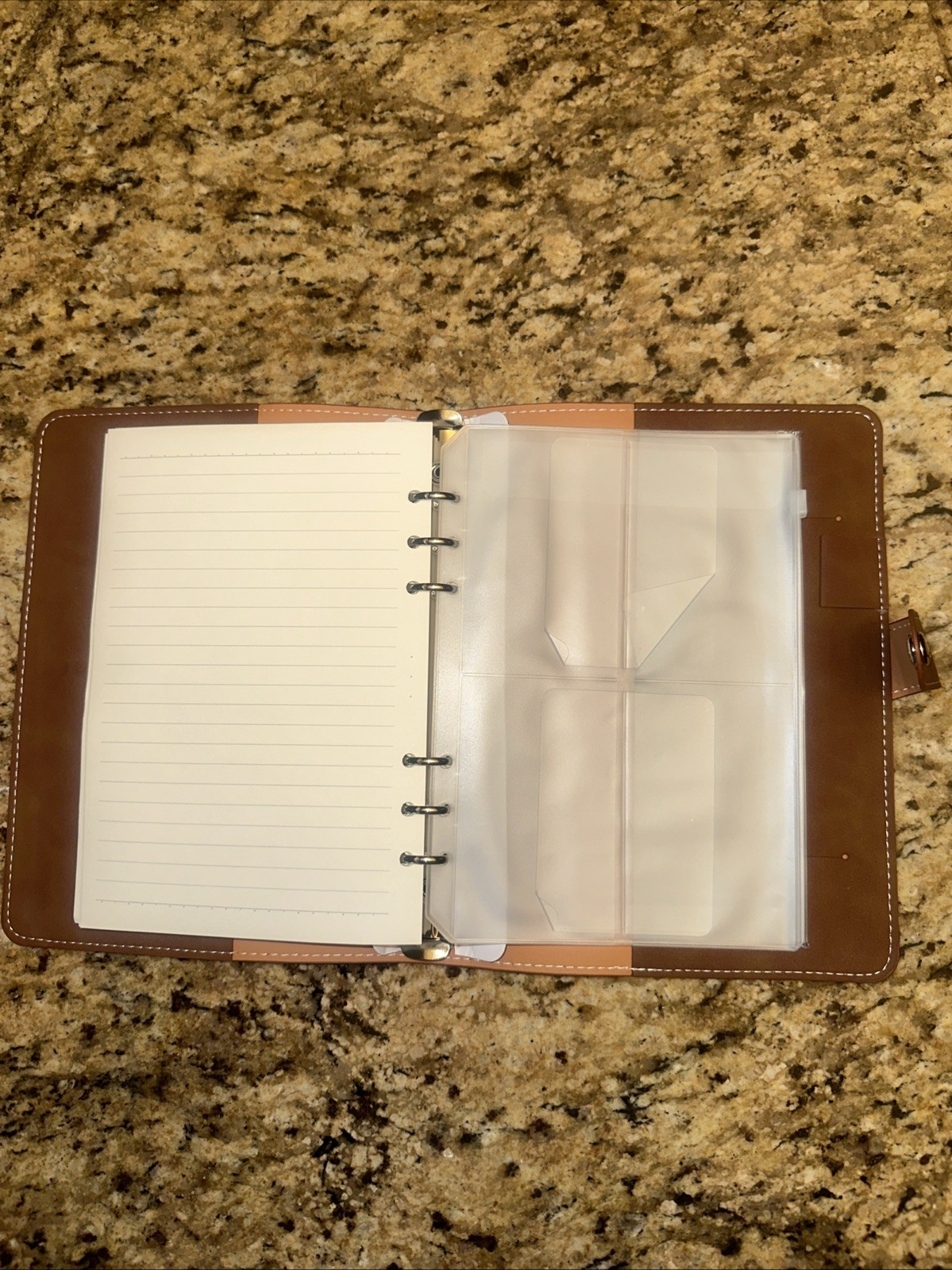 Vegan Leather Brown Diary/notebook With Plastic Pockets. Refillable
