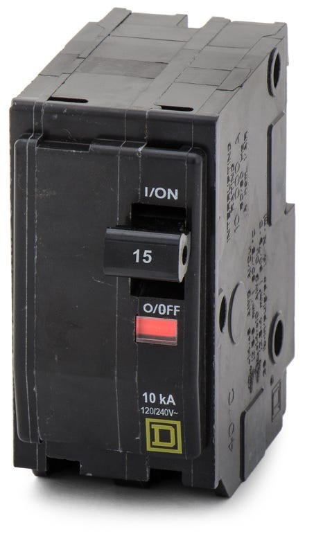 Square D QO215 15A Miniature Circuit Breaker 2-Pole QO 10kA Yellow D ~used