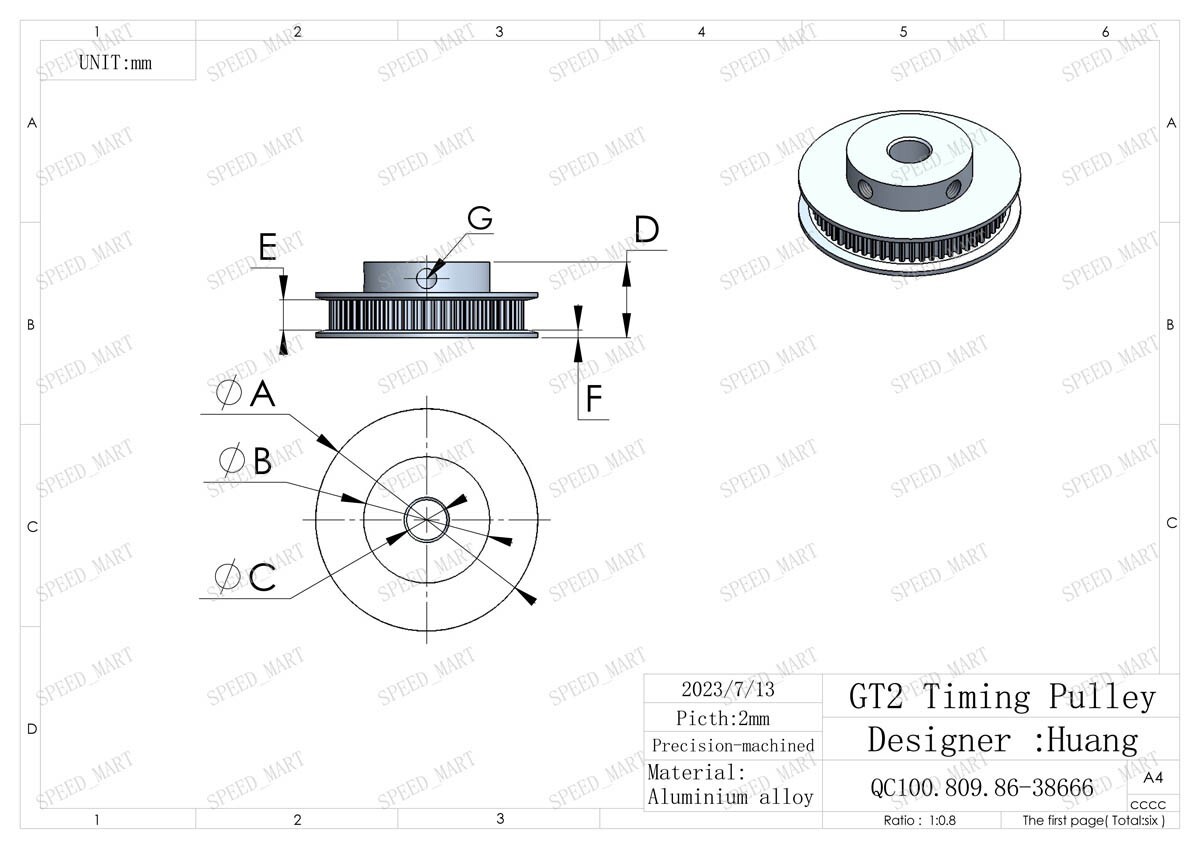 2pc GT2 Timing Belt Pulley 60 Teeth 60T 6.35mm Bore 11mm Width Mendel 3D Printer