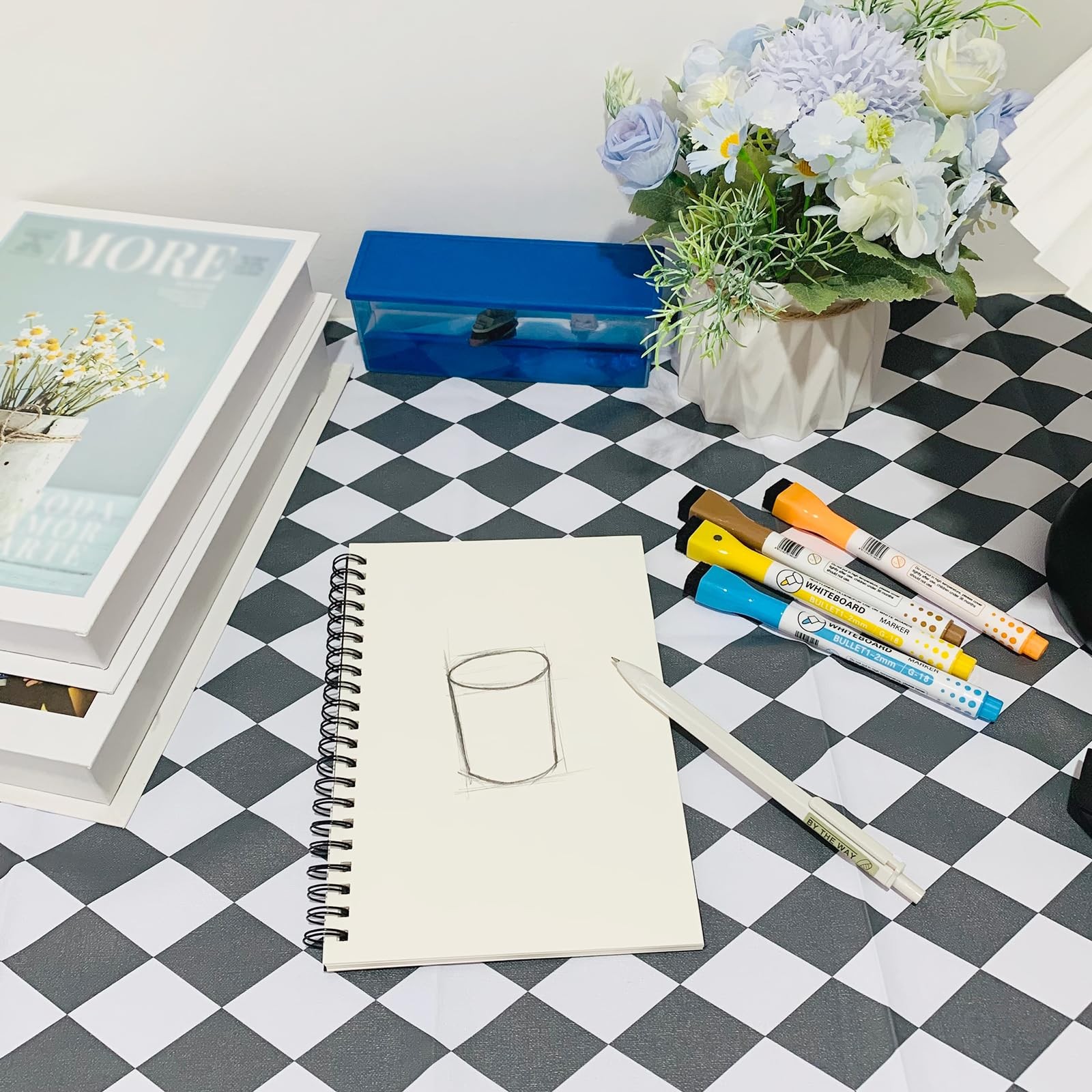 DSTELIN Blank Spiral Notebook, 3-Pack, Soft Cover, Sketch book, 100 black