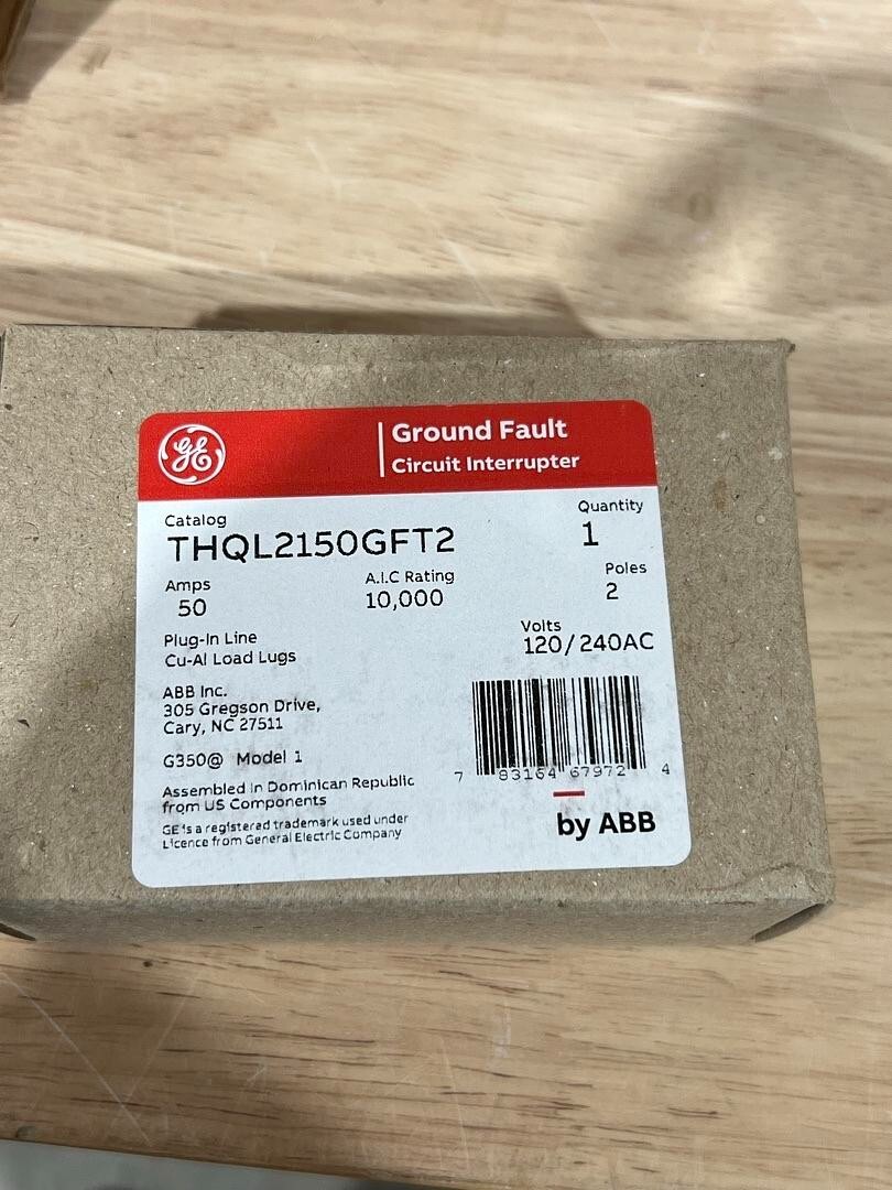 NEW GE THQL2150GFT2 Ground Fault Circuit Interrupter 50A 120/240 VAC