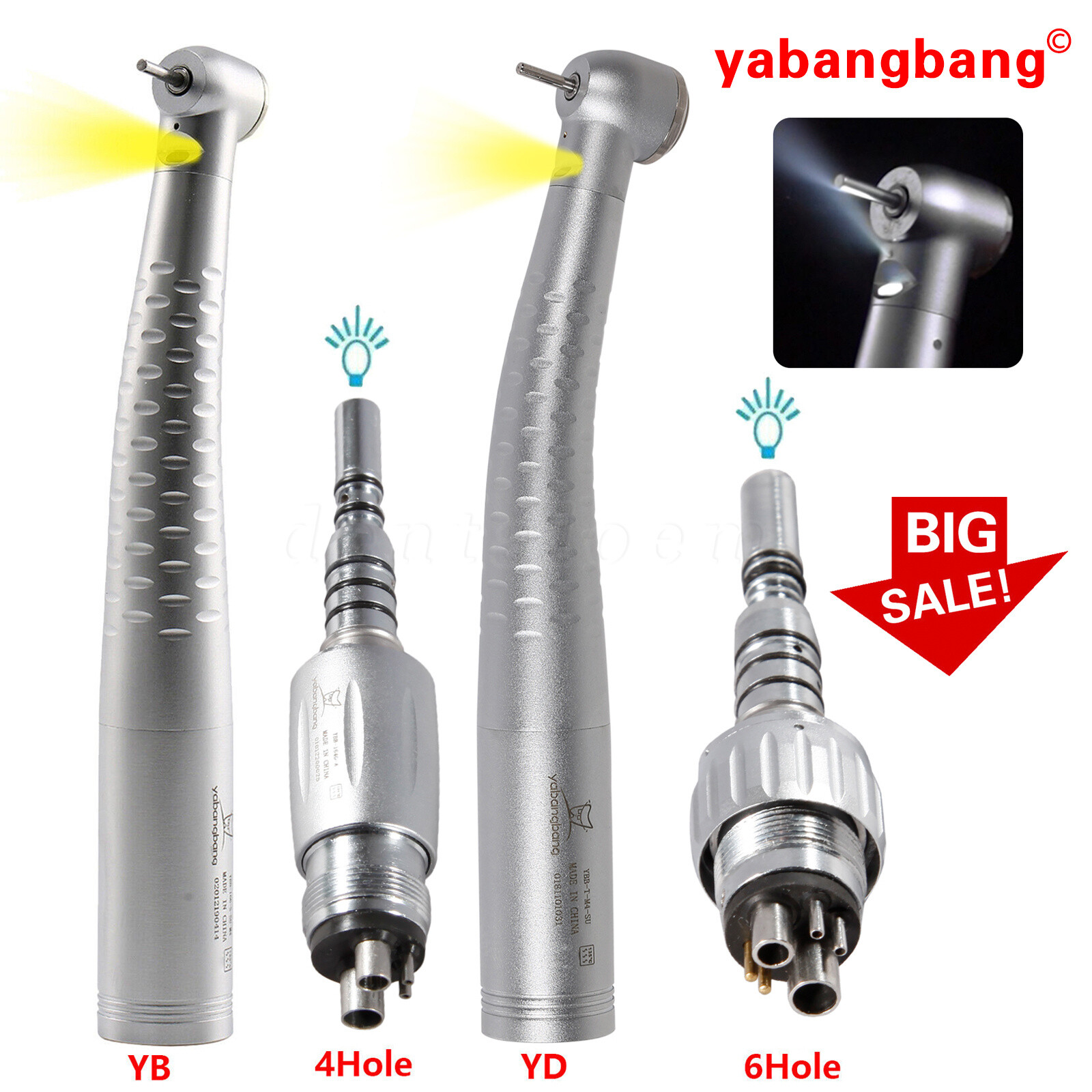 Fiber-Optic Dental High speed Handpiece Fits KaV Couplers 4/6 Hole 4Hole 6 Pin