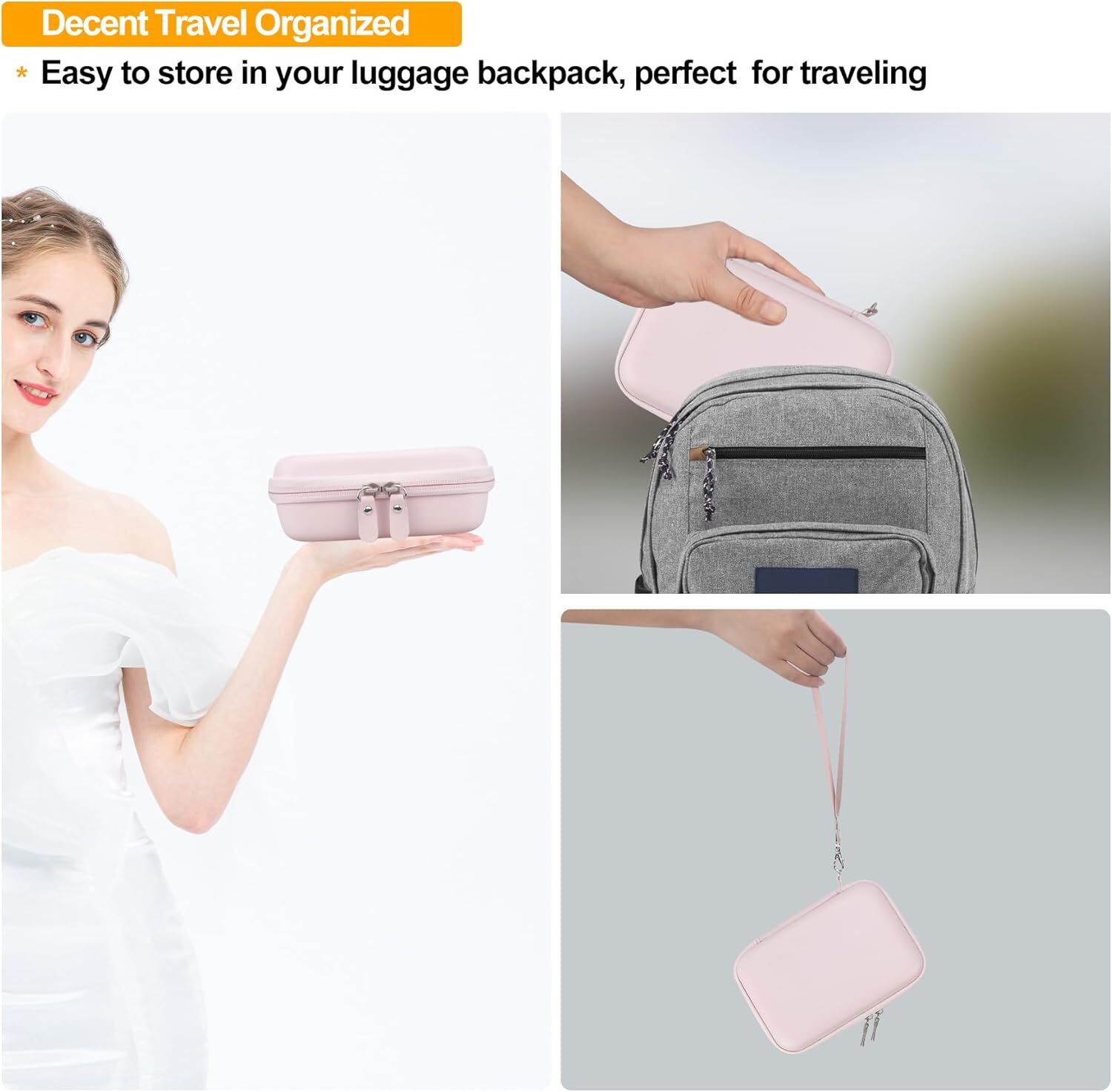 Carrying Case for Phomemo M02 Label Maker, Pocket Printer Pink+Inside Pink