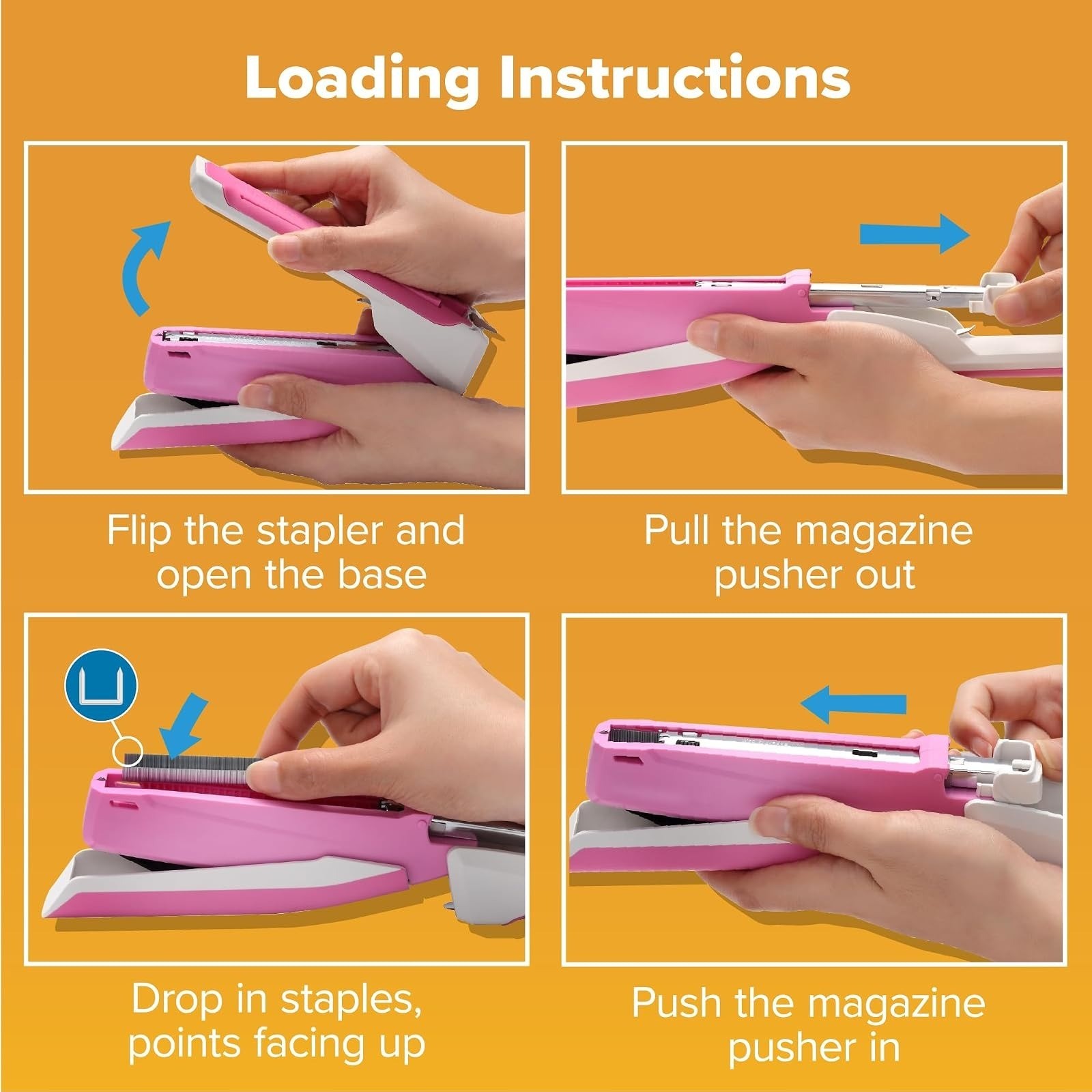 Bostitch Office InPower Spring-Powered Stapler, 20 Sheet Capacity, Pink