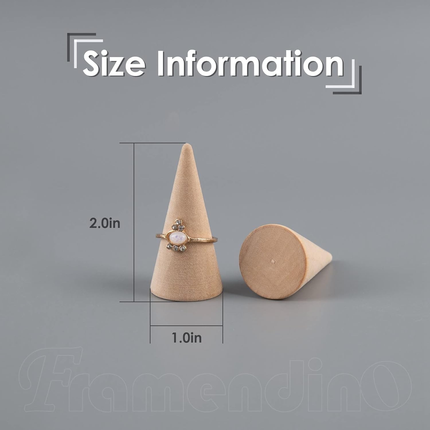 Framendino, 20 Pack Wood Cone Ring Display Stand 20 Pack, Vertical Shaped