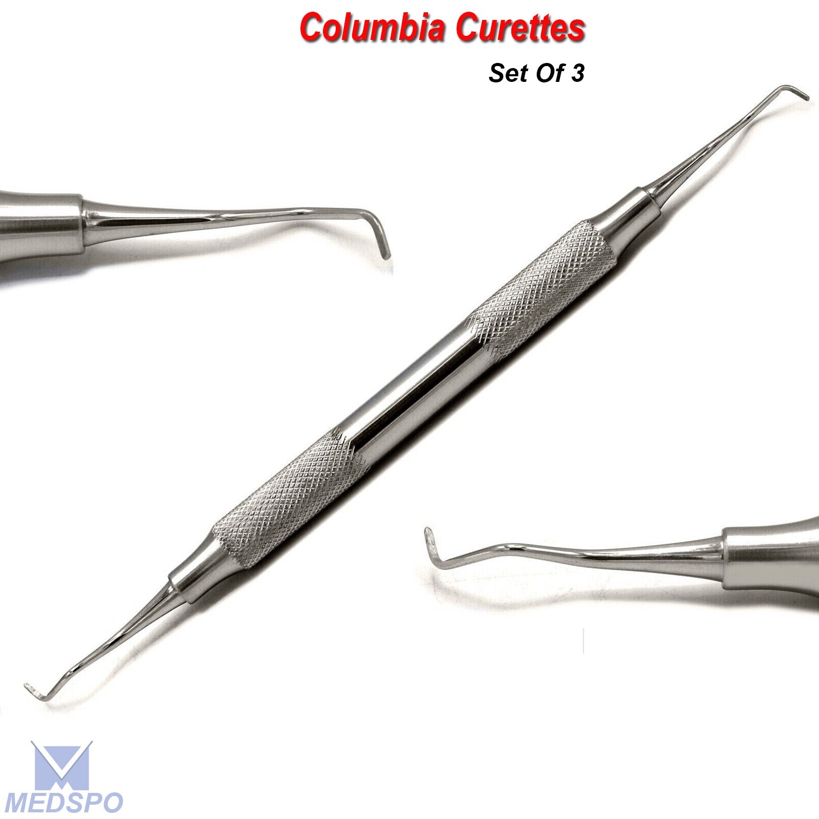 Hygienist Columbia Curette Periodontal Universal Curettes Dental Scaler Set Of 3