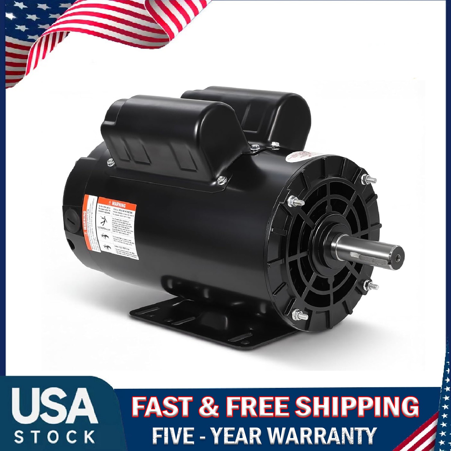 2/3/5 HP SPL Air Compressor Motor 230V 17.6A 56 Frame 3450RPM CW/CCW Rotation
