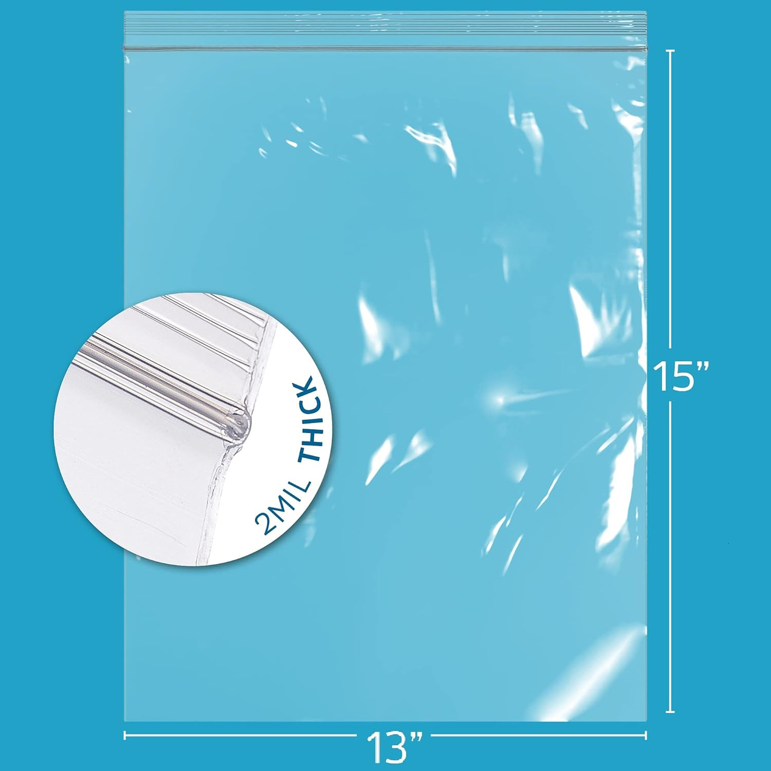 GPI – 13″ X 15″, 2 Gallon Large Zip Bags, Pack of 100, Clear Plastic Reclosable
