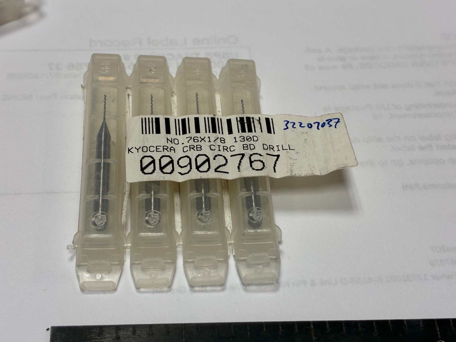 Lot of 4, SGS Kyocera 07293, Solid Carbide Circuit Board Drills, #76, 130°