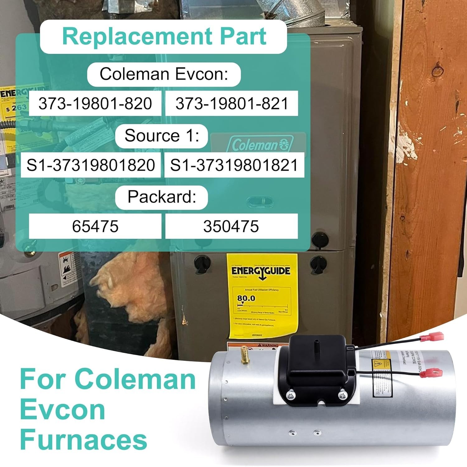 Efficient Draft Inducer Motor for Coleman Evcon – 3315 RPM, Quiet Operation
