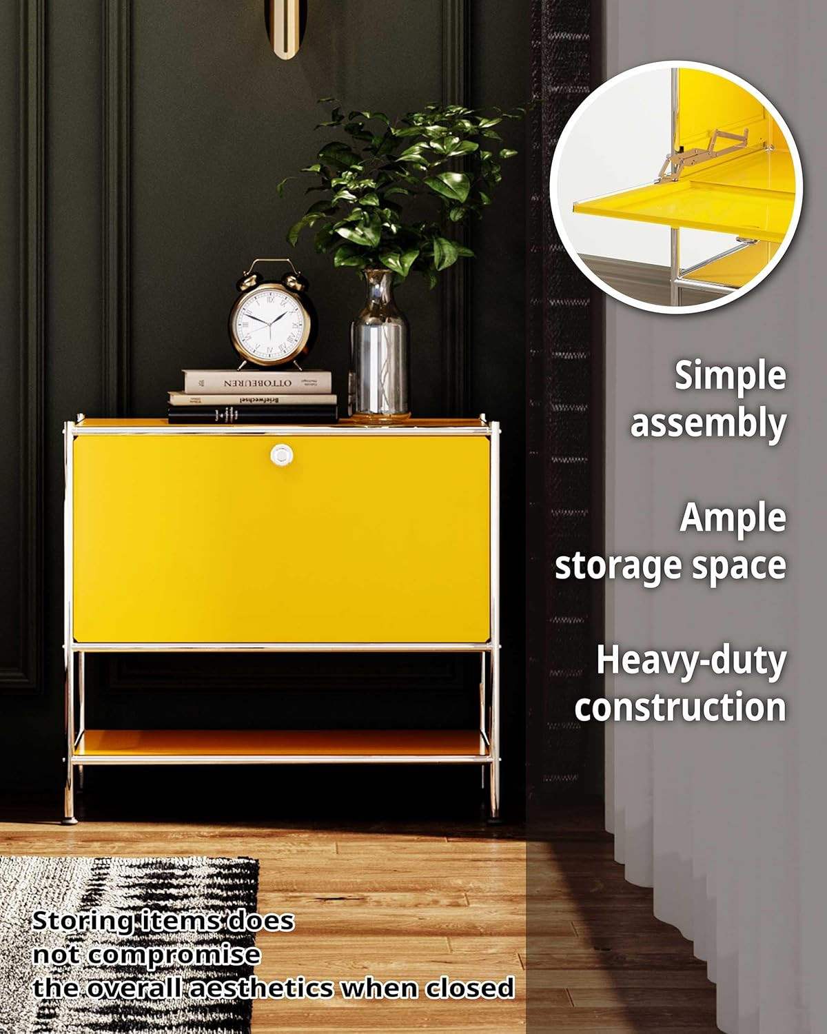 Modern Metal Sidetable with Flap Door – Stylish Storage for Any Room