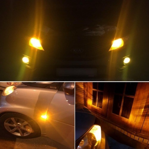 12V T10 168 194 Amber Yellow LED Bulbs, Super Bright 8-SMD 2835 Wedge Lights for